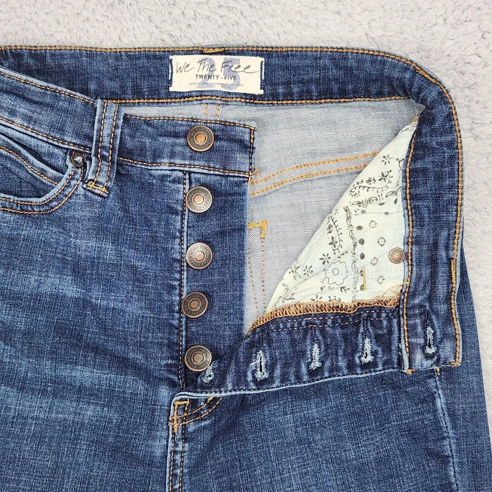 We The Free Jeans Womens 25 Medium Wash High Rise Flare Bell Bottom Button Fly - Picture 11 of 16